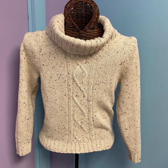 Cute Beige Cowl Neck Sweater with Colorful Rainbow Flecks - Picture 2 of 10